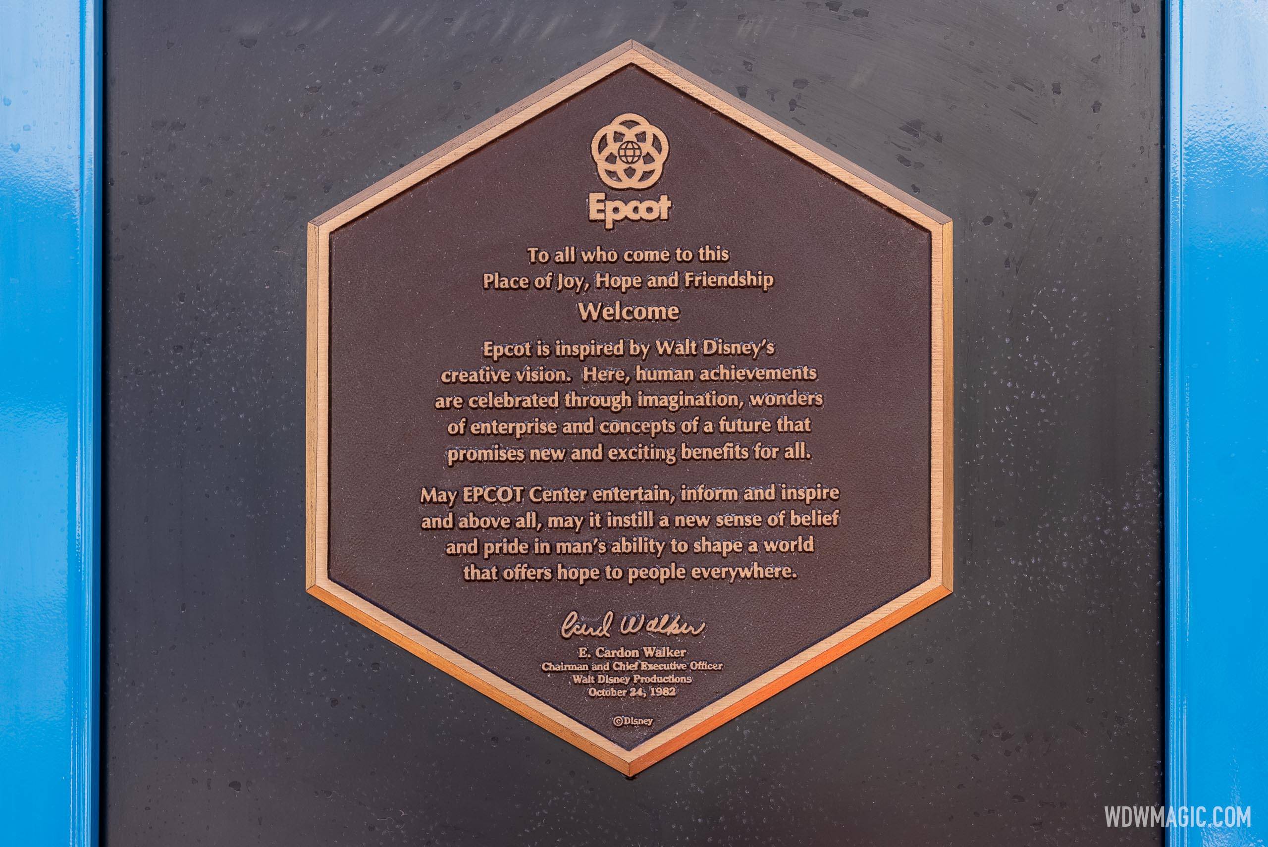 EPCOT Dedication Plaque 2024