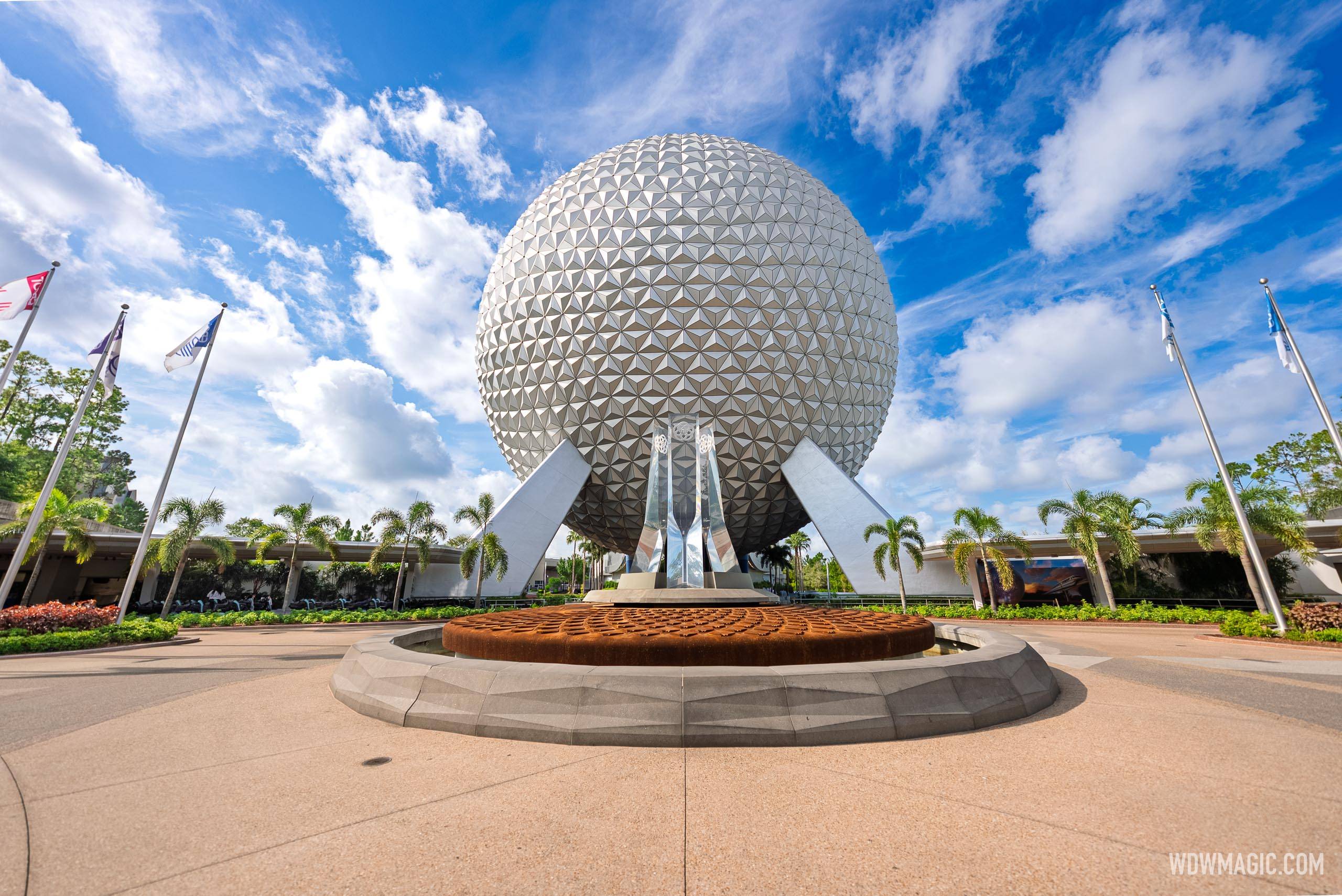 New EPCOT Main Entrance Area Landscaping and Palm Trees
