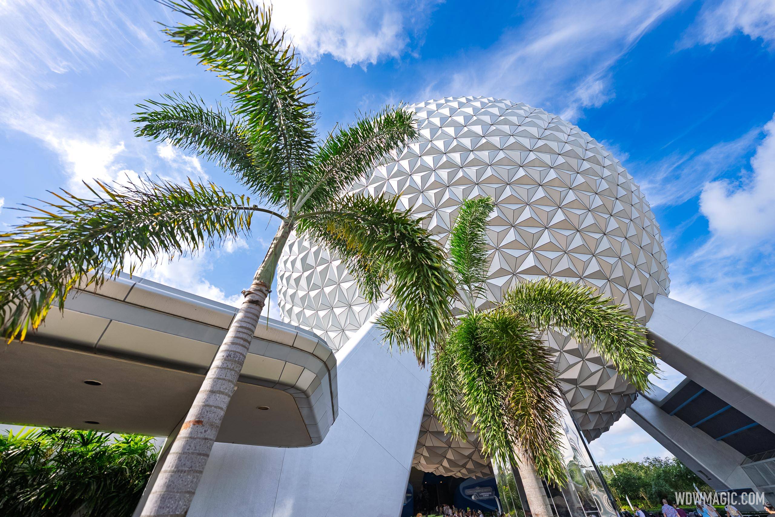 New EPCOT Main Entrance Area Landscaping and Palm Trees