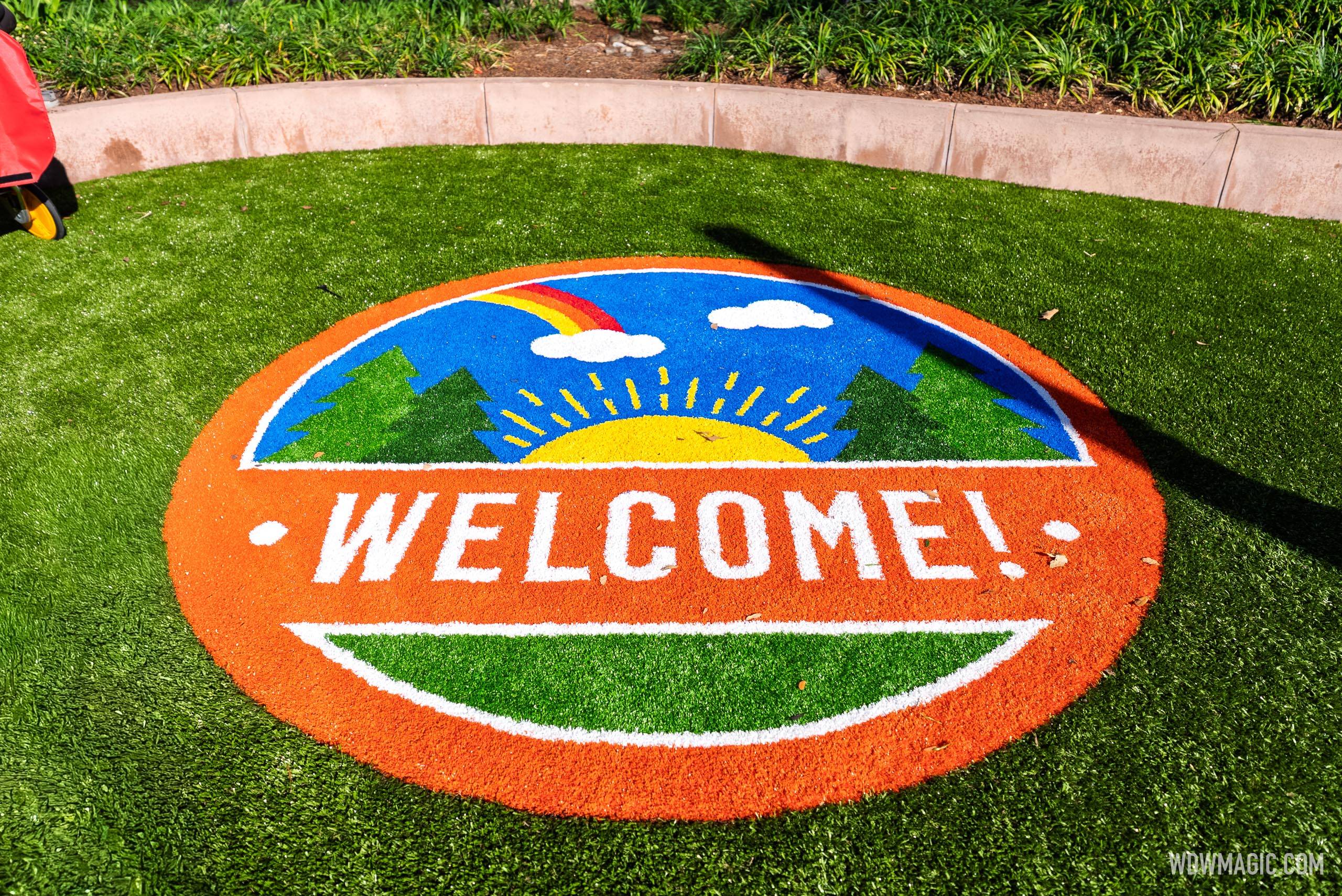 Welcome sign in the new grass