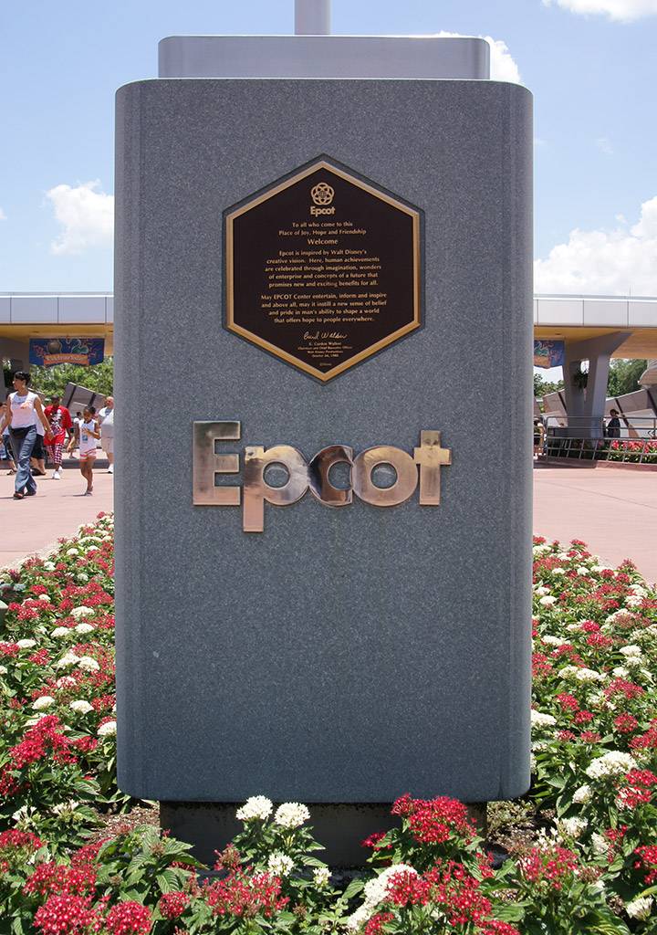 Epcot Opening Dedication plaque
