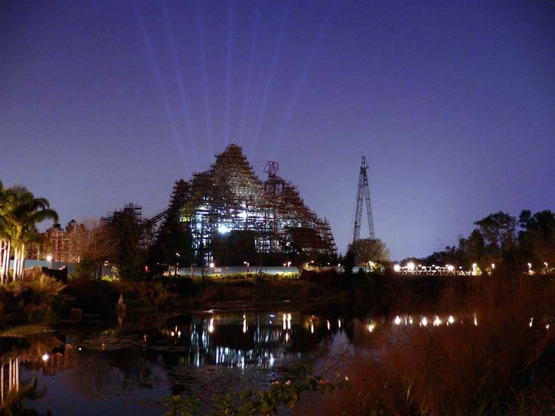 Expedition Everest construction update by moonlight