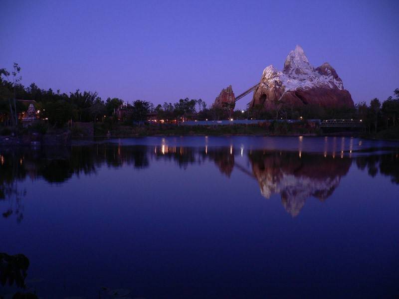 A look at Expedition Everest after dark
