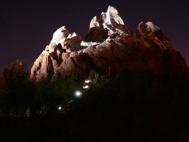 A look at Expedition Everest after dark