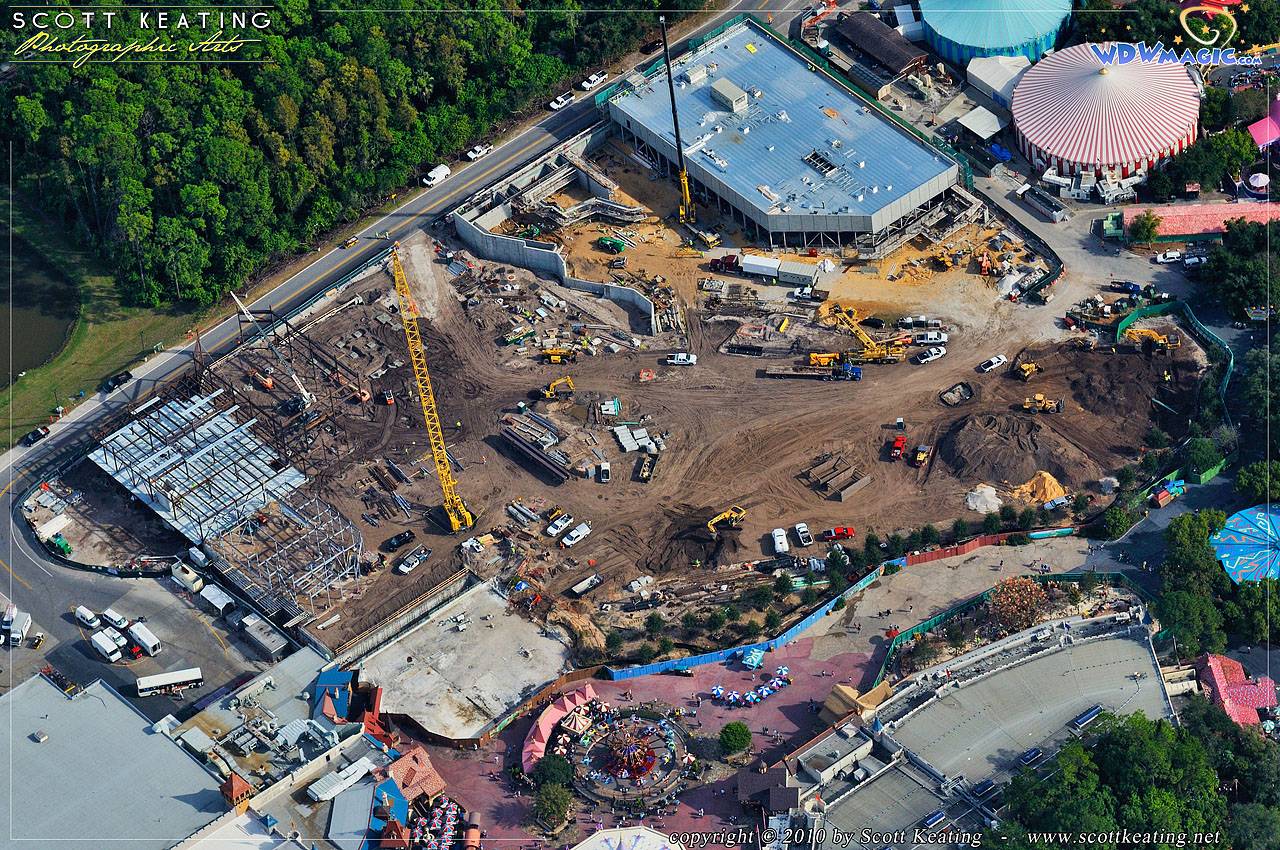 New aerial view of the entire Fantasyland construction site