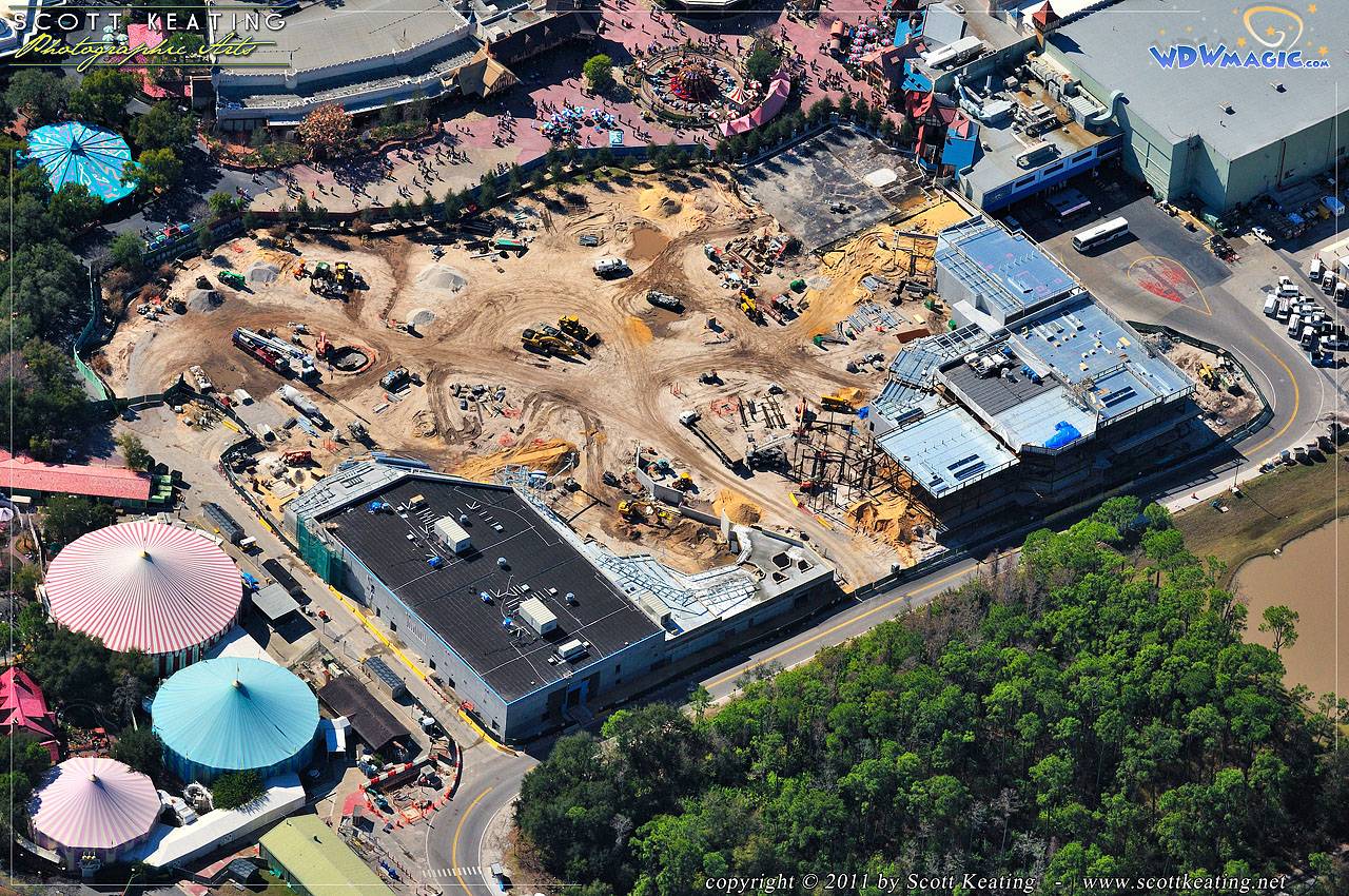 New aerial view of the Fantasyland construction site