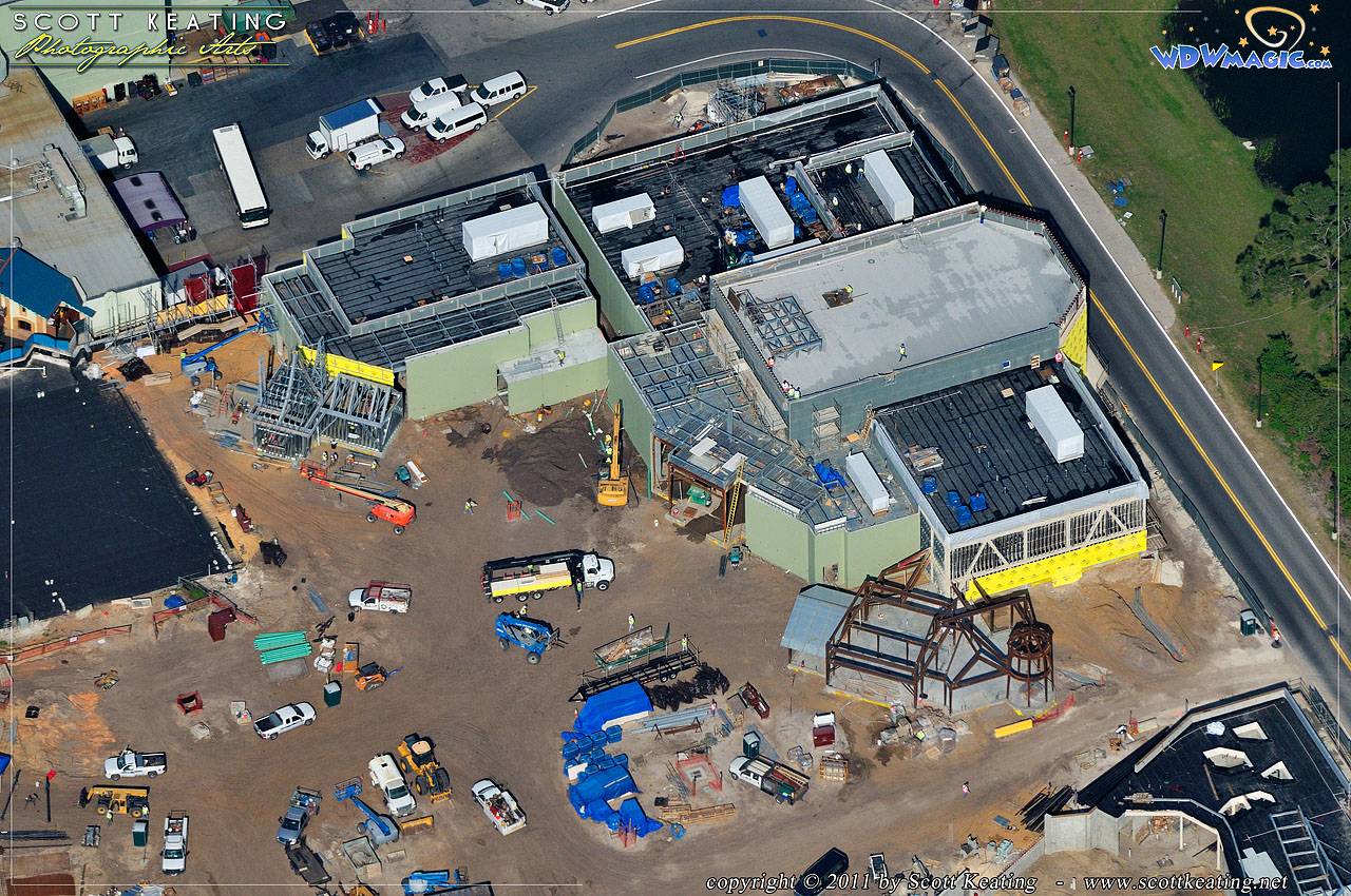 Aerial view closeups of construction site