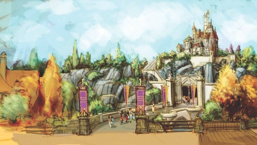 New Beast's Castle concept art and comparative construction photo