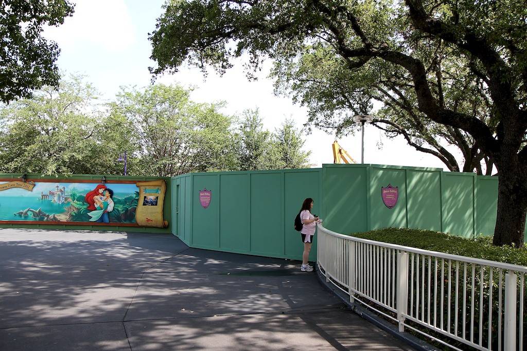 Construction walls at the entrance to Storybook Circus have been pushed back