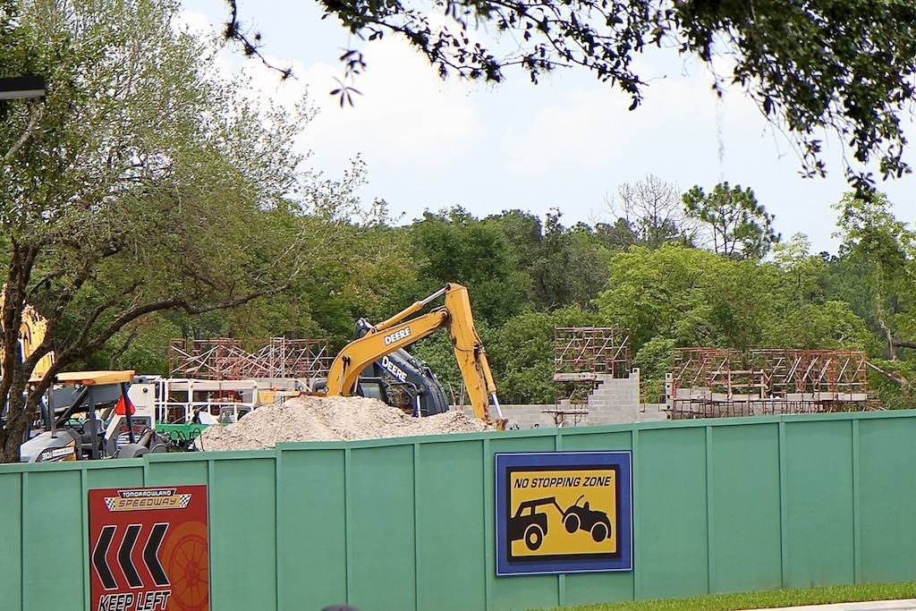 Closeup look at the Storybook Circus structures that are beginning to rise