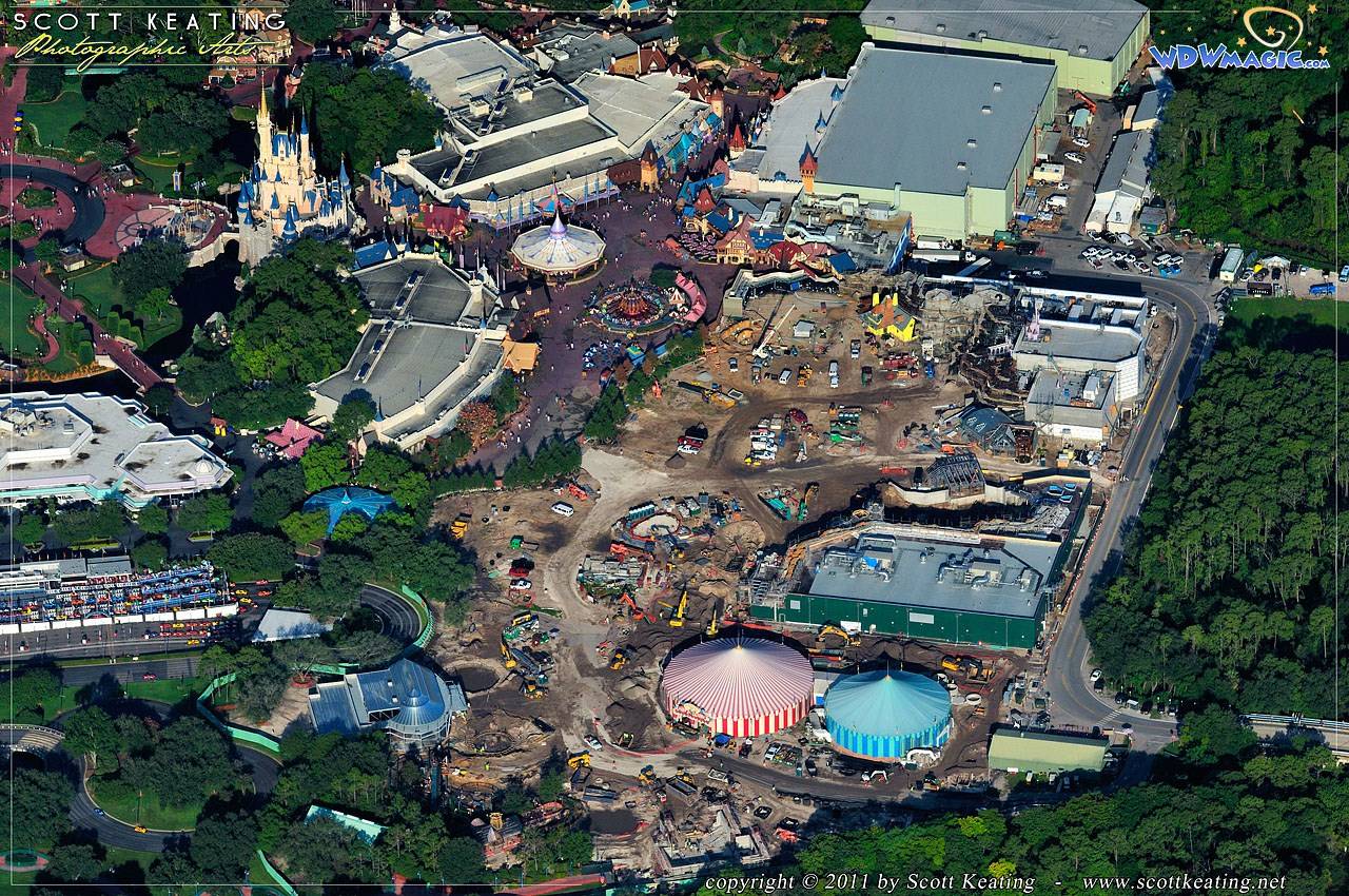 Storybook Circus is in the bottom center, with the Little Mermaid above in the center, and Beauty and the Beast  above that