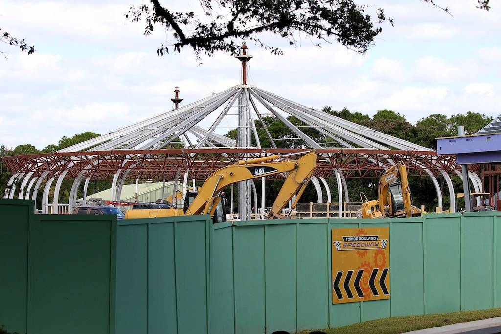 The former tents of Toontown Fair are stripped to the bare metal