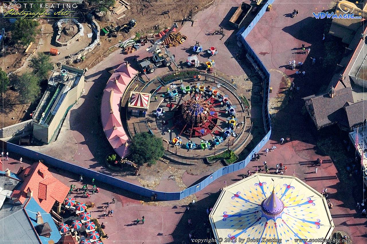 PHOTO - An aerial view of relocating the original Dumbo from Fantasyland