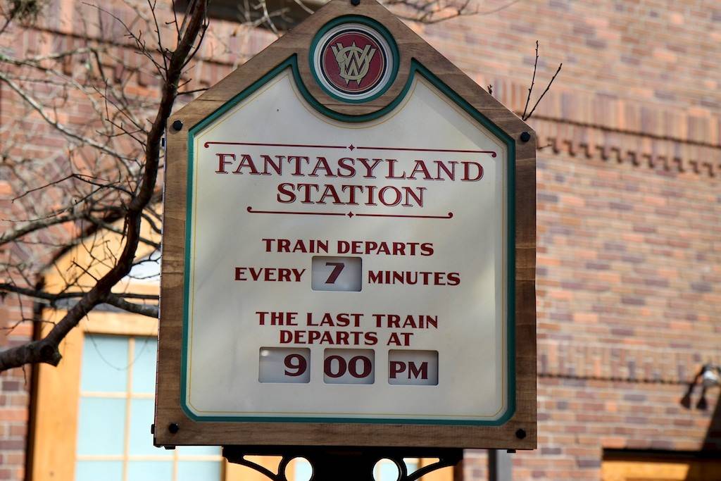 Fantasyland station departure board