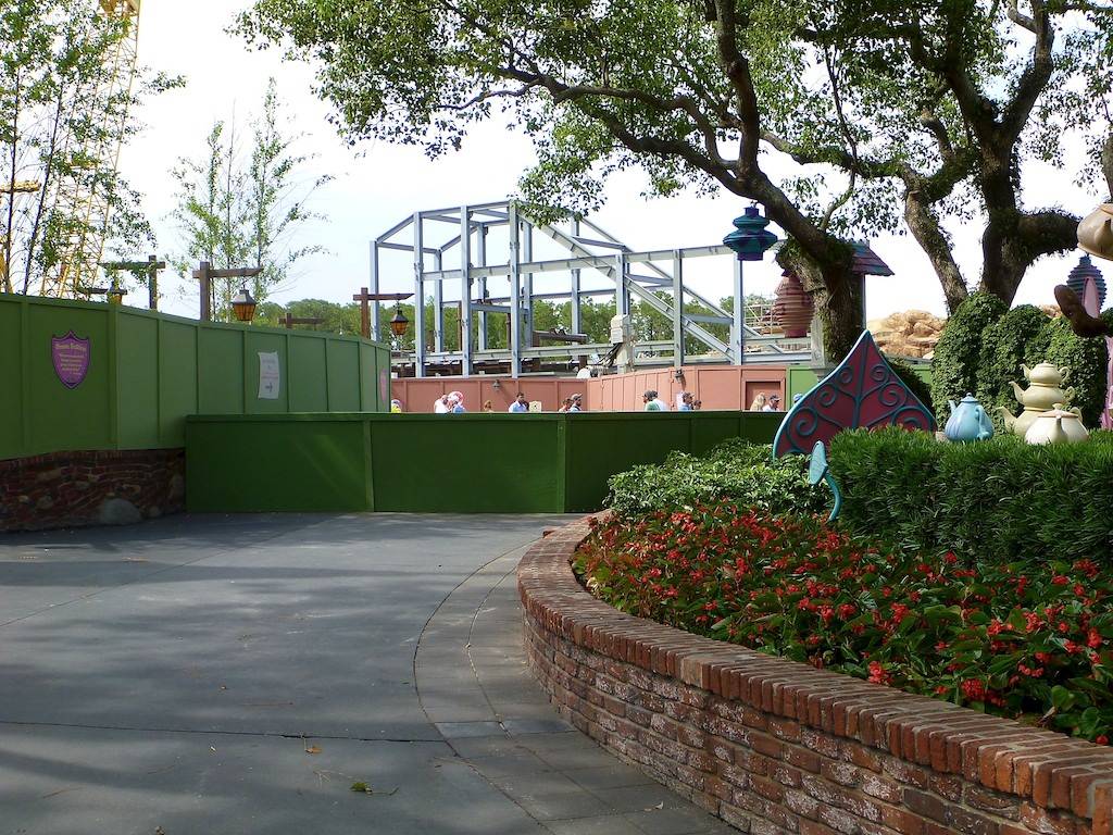 Snow White Mine Train, Dumbo and Castle Wall construction