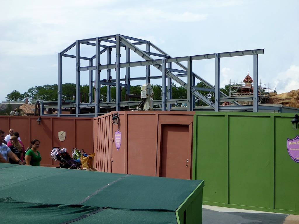 Snow White Mine Train, Dumbo and Castle Wall construction