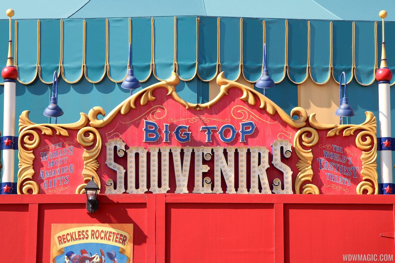 Big Top Souvenirs signage in Storybook Circus