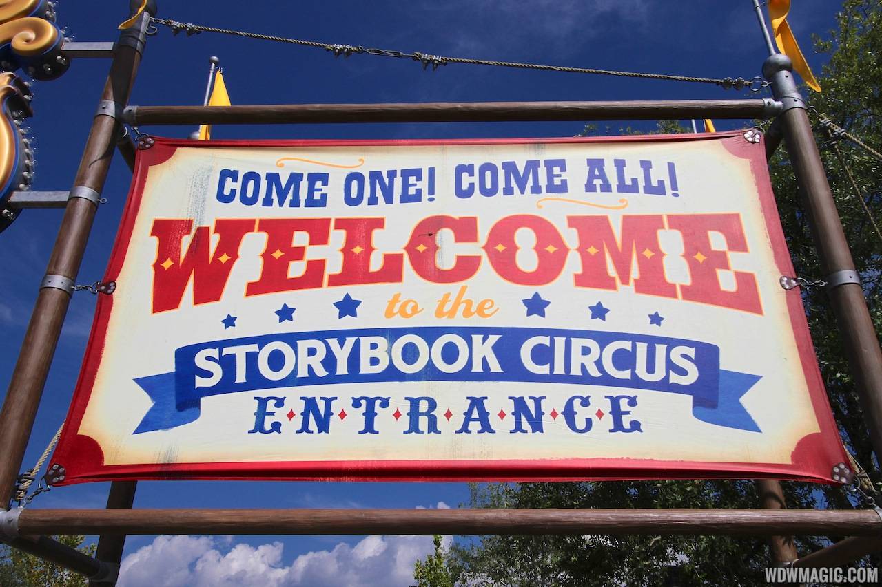 Storybook Circus entrance signage welcome sign