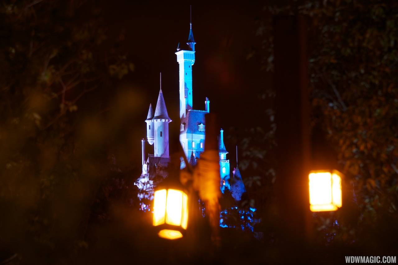 Beast's Castle and Little Mermaid nighttime lighting
