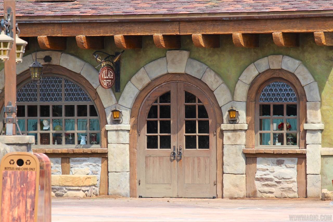 New Fantasyland Enchanted Forest - Closeup of Bonjour Village Gifts inside Belle's Village