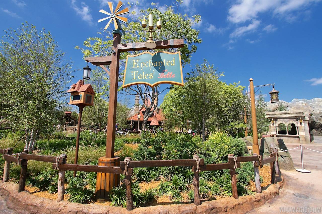 New Fantasyland Enchanted Forest - Enchanted Tales with Belle signage