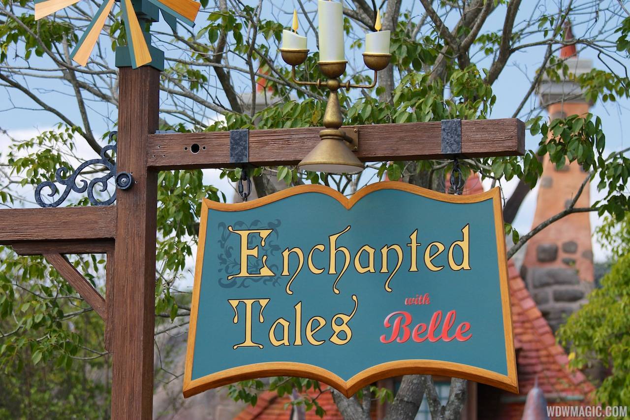 New Fantasyland Enchanted Forest - Enchanted Tales with Belle entrance sign