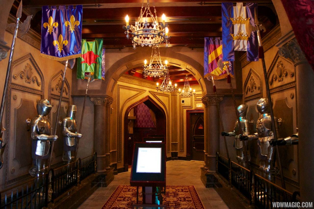 Inside Be our Guest Restaurant -  The quick service touch screen order menus on the right side of the lobby