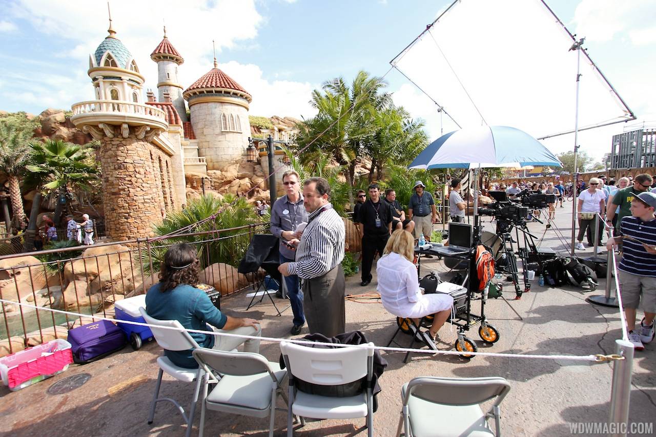 TV film crews recording segments in the new Fantasyland