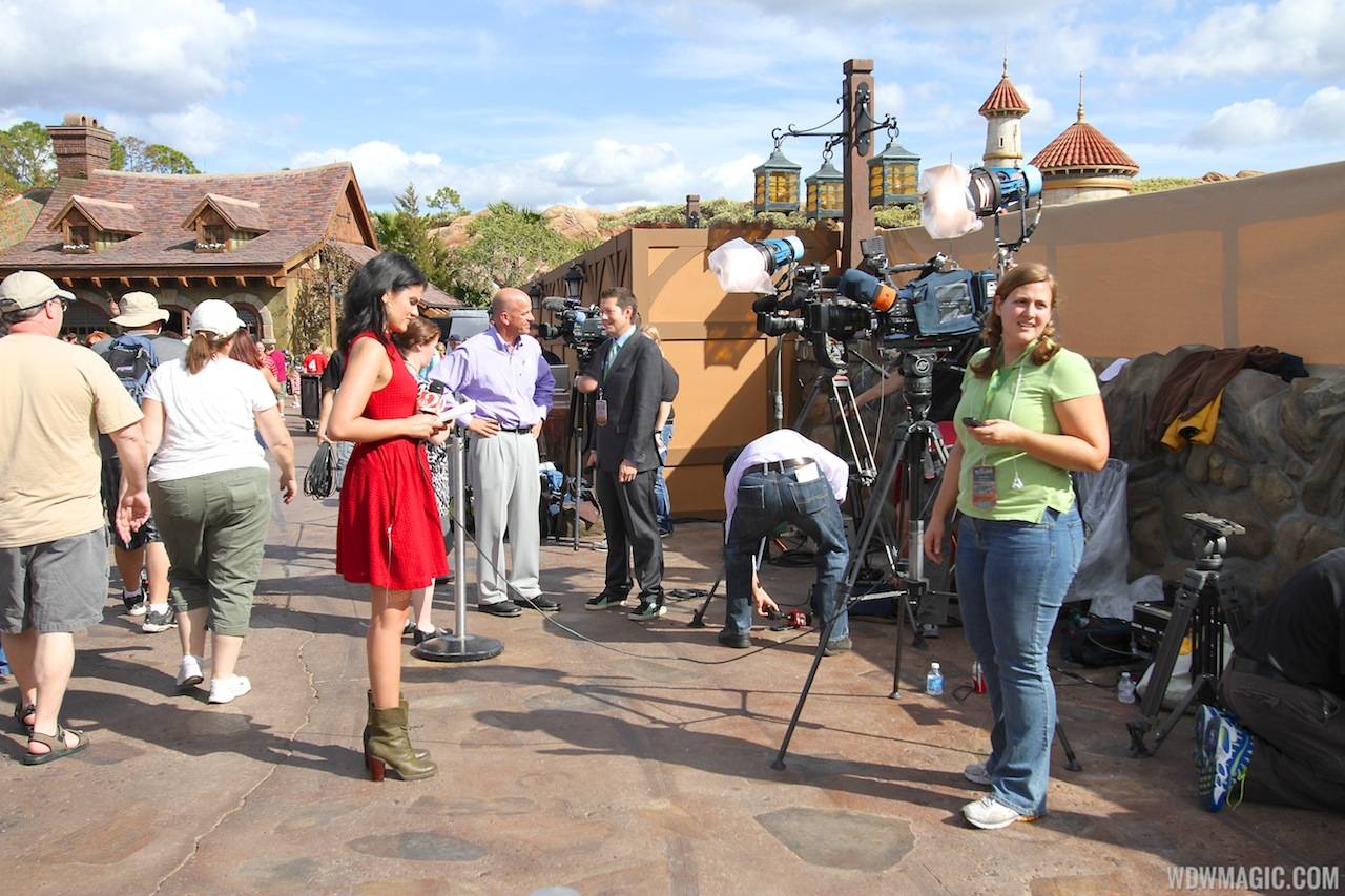 TV film crews recording segments in the new Fantasyland