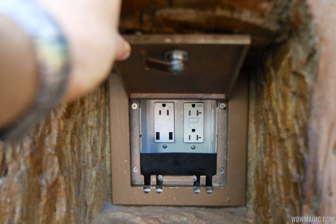 USB charging in Fantasyland's Rapunzel restroom area