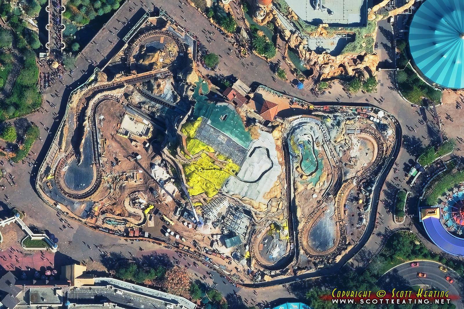 Aerial view of the Seven Dwarfs Mine Train coaster construction October 2013