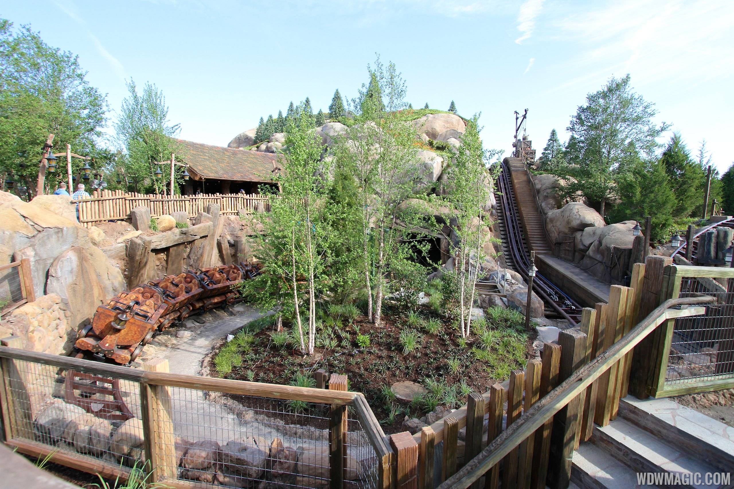 PHOTOS - Walls down reveal lift hill at Seven Dwarfs Mine Train coaster as filming for commercials takes place