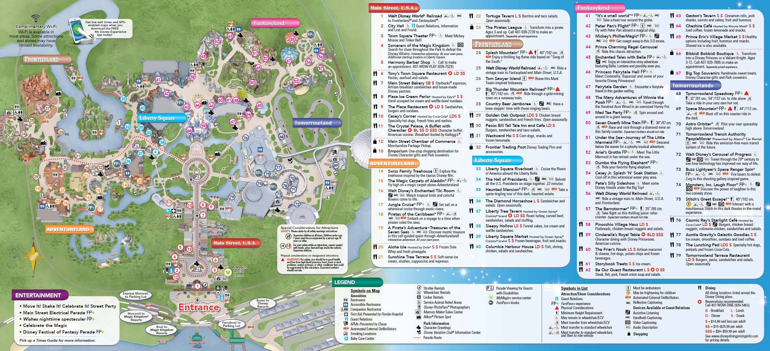 New Magic Kingdom guide map featuring Seven Dwarfs Mine Train - back