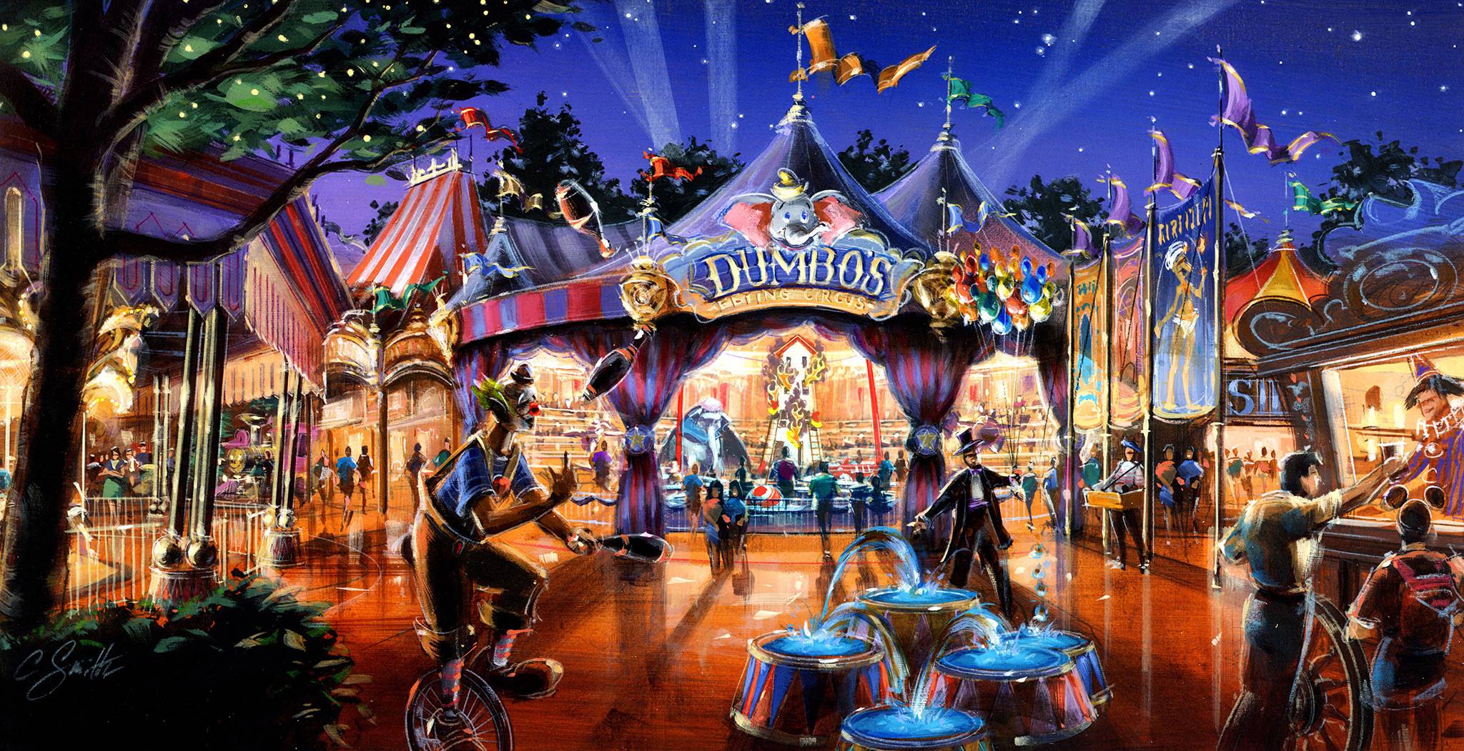 One of the Magic Kingdom's most beloved attractions, Dumbo the Flying Elephant, is completely re-imagined when the circus comes to town. Guests are invited to step into the big top and join the circus before their magical flight over Fantasyland