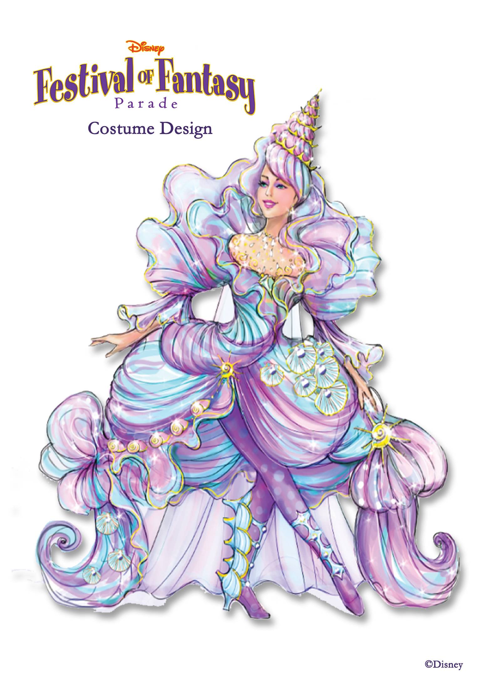 Disney Festival of Fantasy Parade Costumes - Seashell Girl concept art