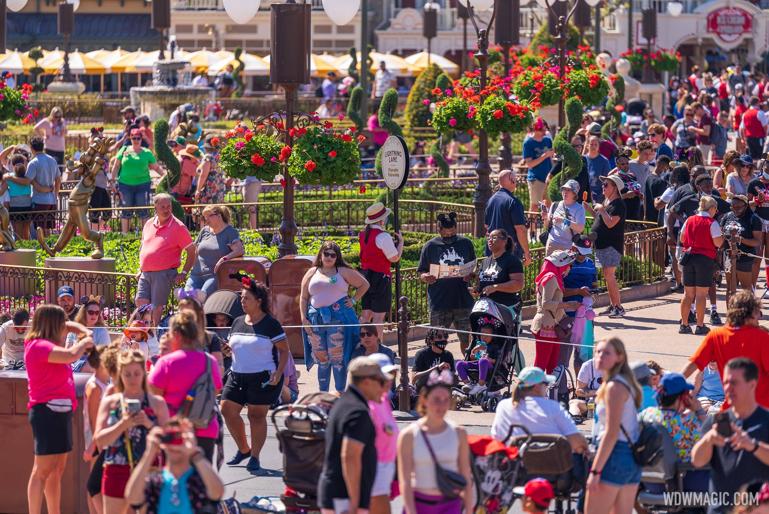 Most guests in the Festival of Fantasy Parade Lighting Lane viewing area will have a front row position