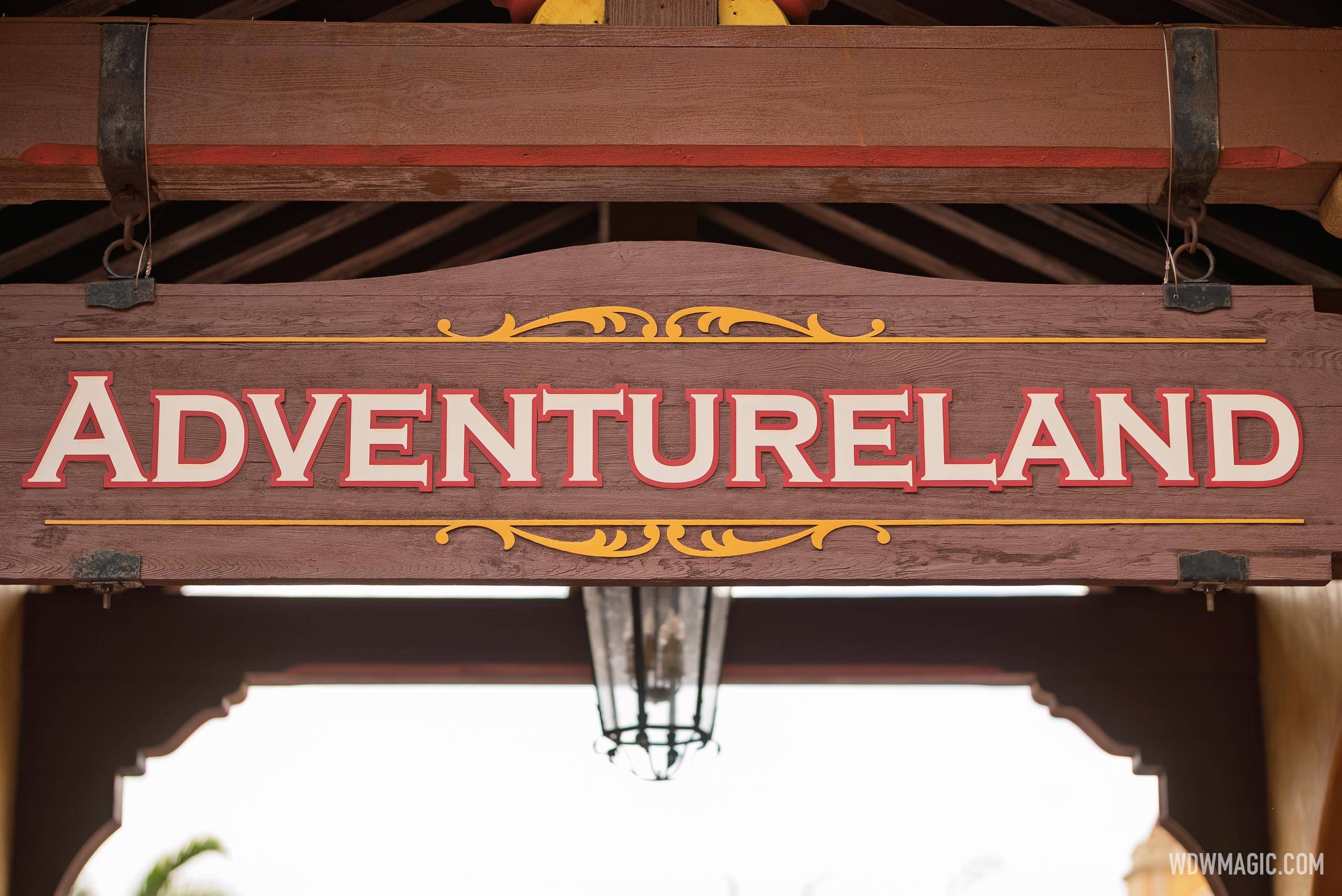 Frontierland to Adventureland Sign - May 2025