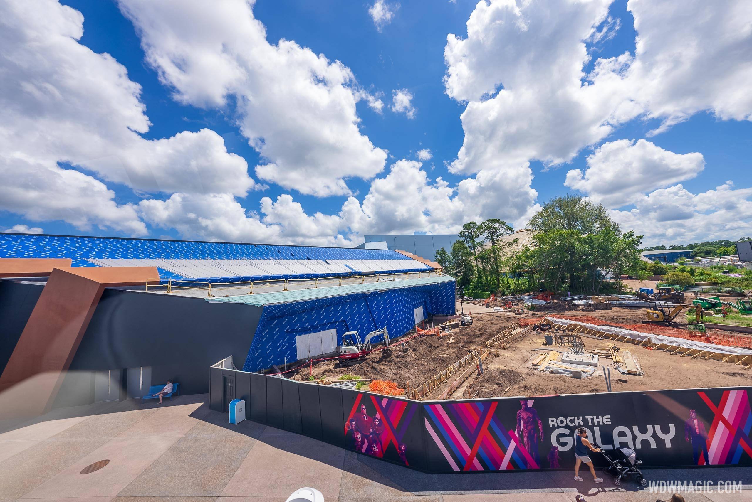 Guardians of the Galaxy Cosmic Rewind construction update from EPCOT as the project enters its fifth year