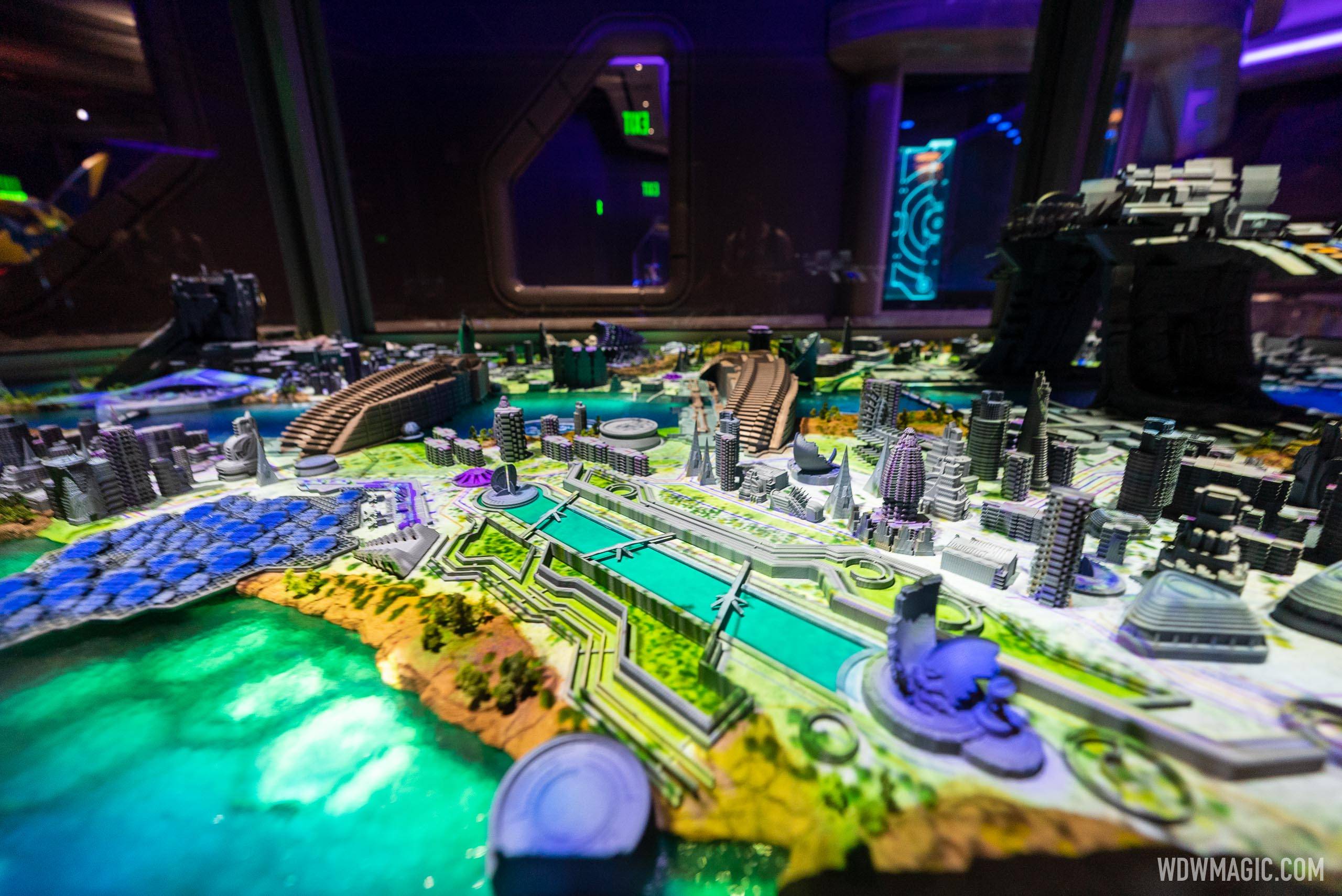 Closeup of the Xandar cityscape model