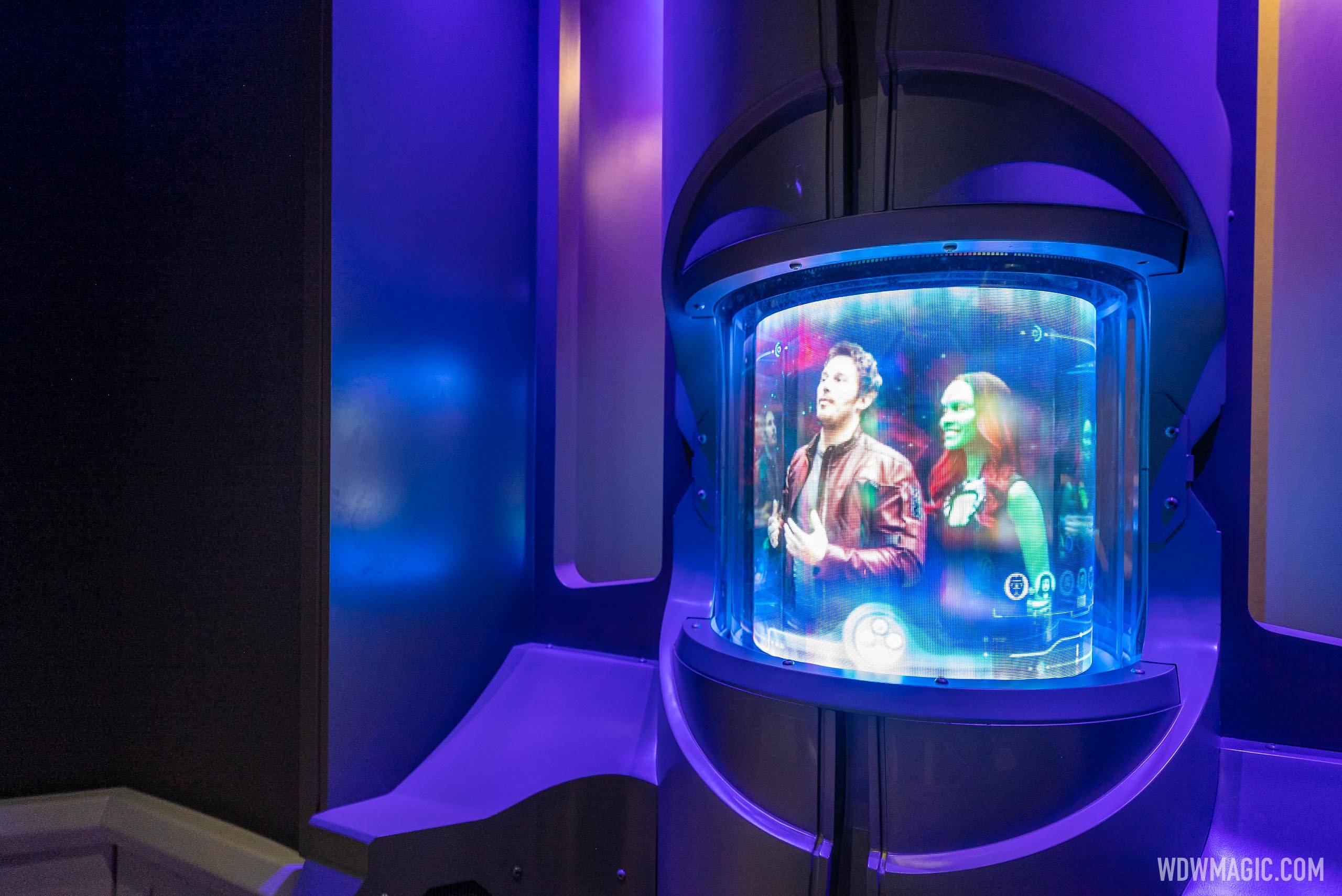 Guardians of the Galaxy on curved screens inside the gallery queue