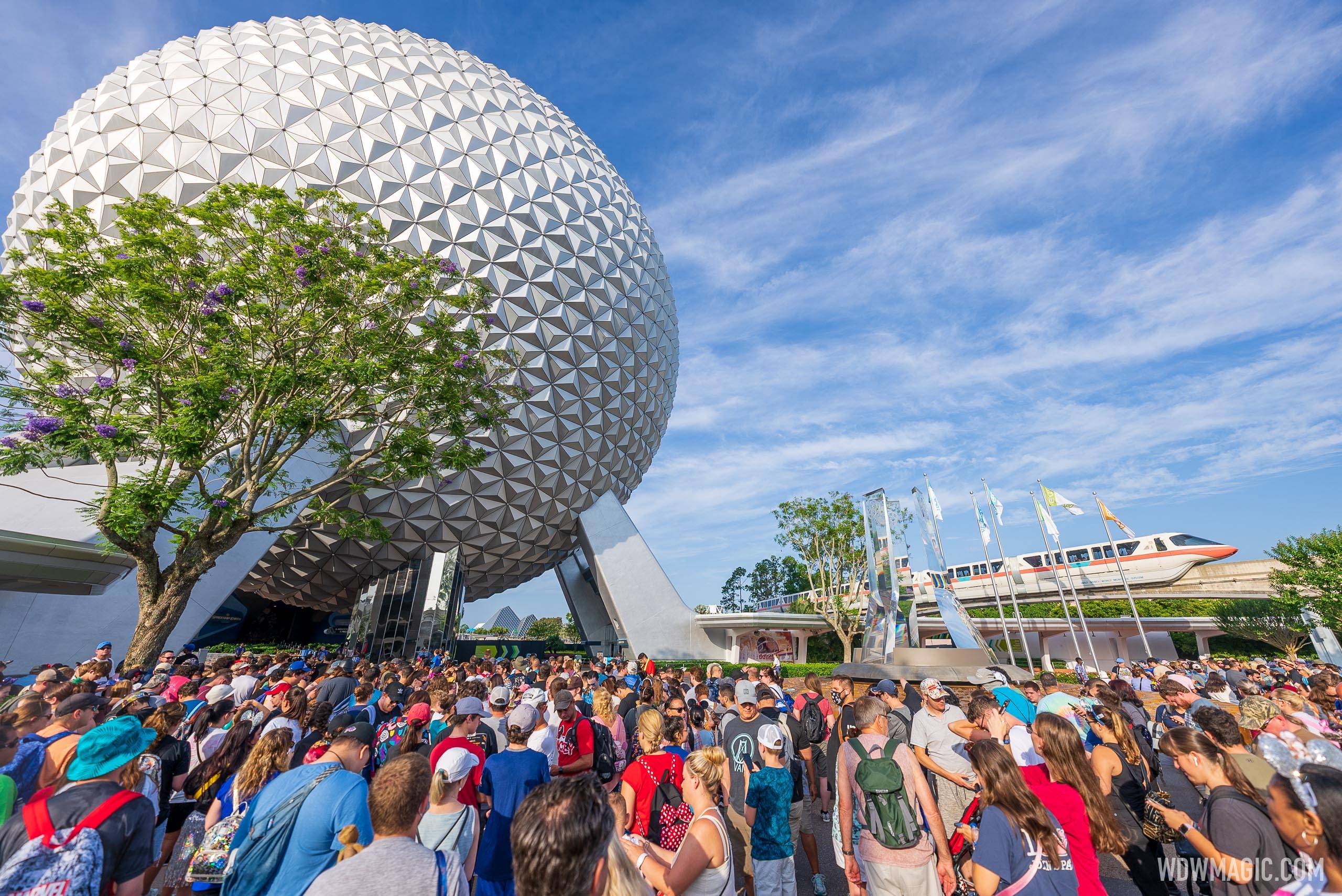 Day guests were held at Spaceship Earth until 8:25am