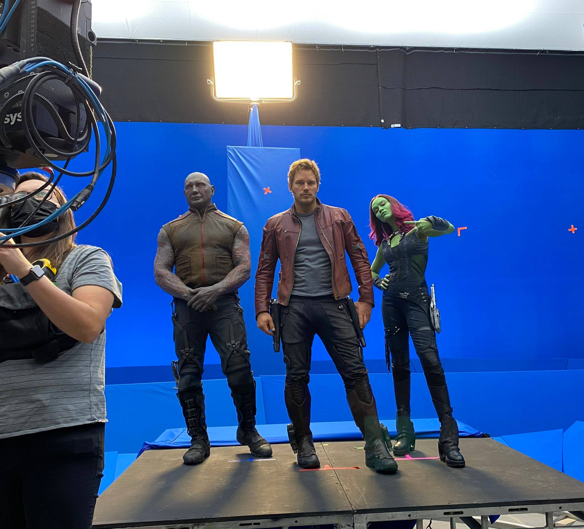 Behind the scenes shooting scenes for Guardians of the Galaxy Cosmic Rewind
