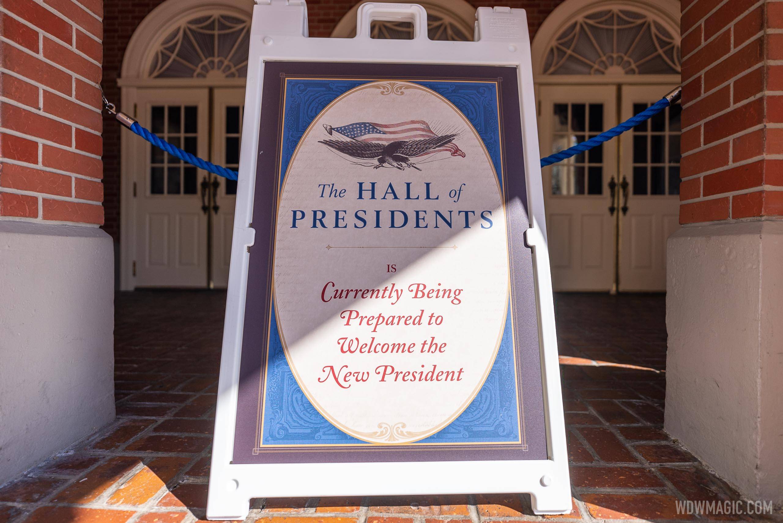 The Hall of Presidents closed for refurbishment - January 2021