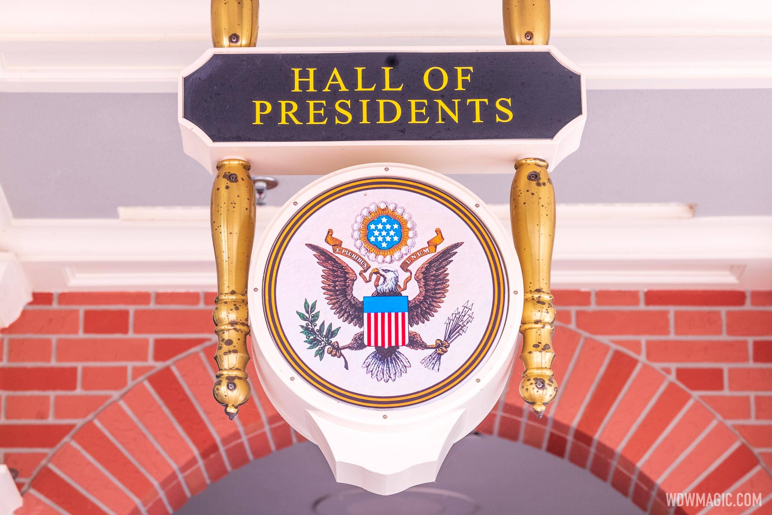 Signs outside The Hall of Presidents