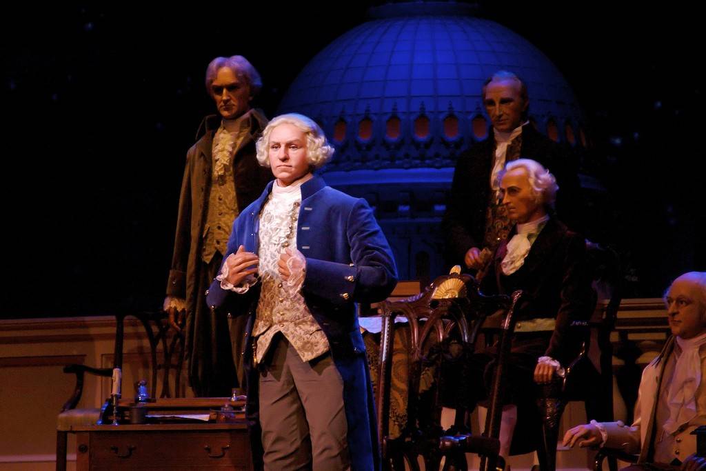 George Washington in the newly refurbished Hall of Presidents.