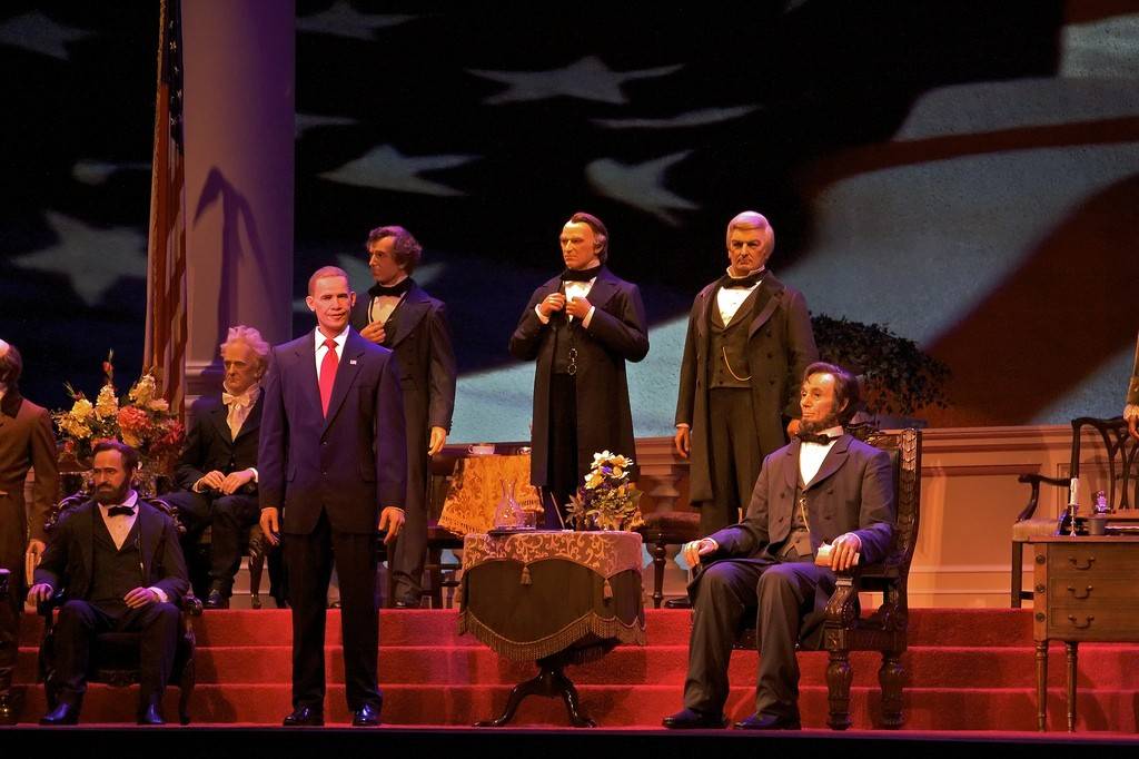 Barack Obama, the new animatronic figure in the Hall of Presidents.
