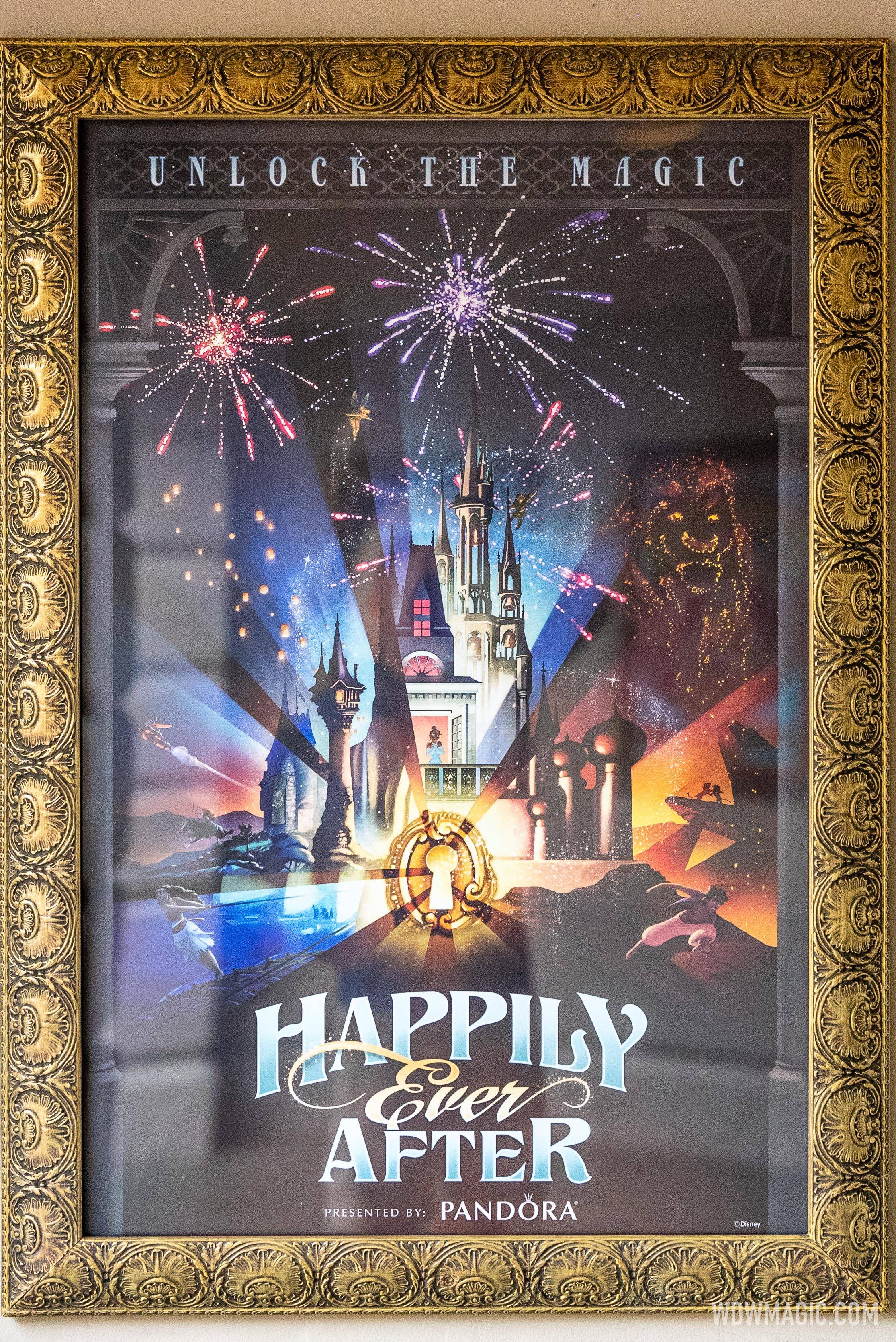 Happily Ever After poster at Main Street U.S.A. train station