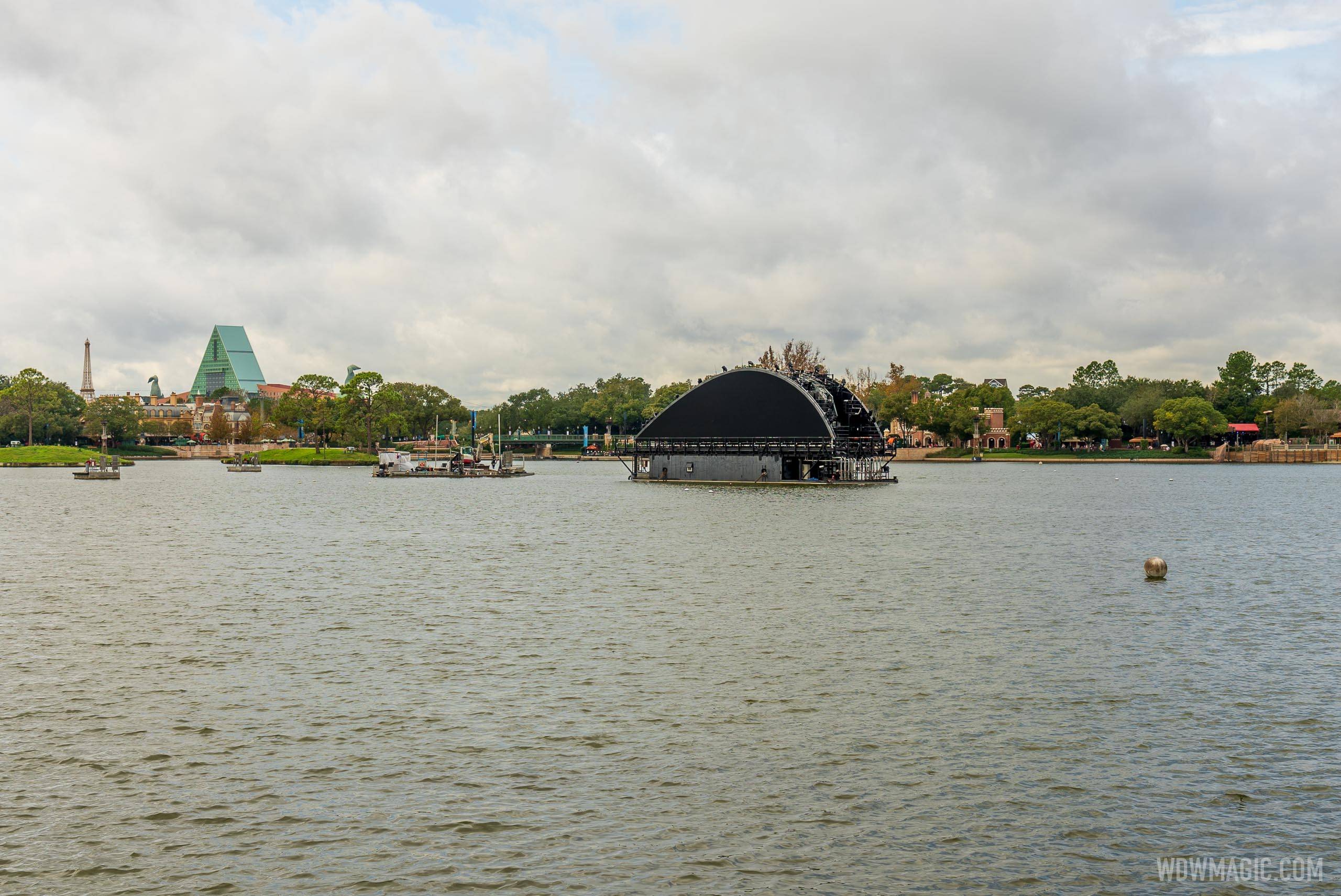50mm 'Natural view' of the Harmonious show barge on World Showcase Lagoon