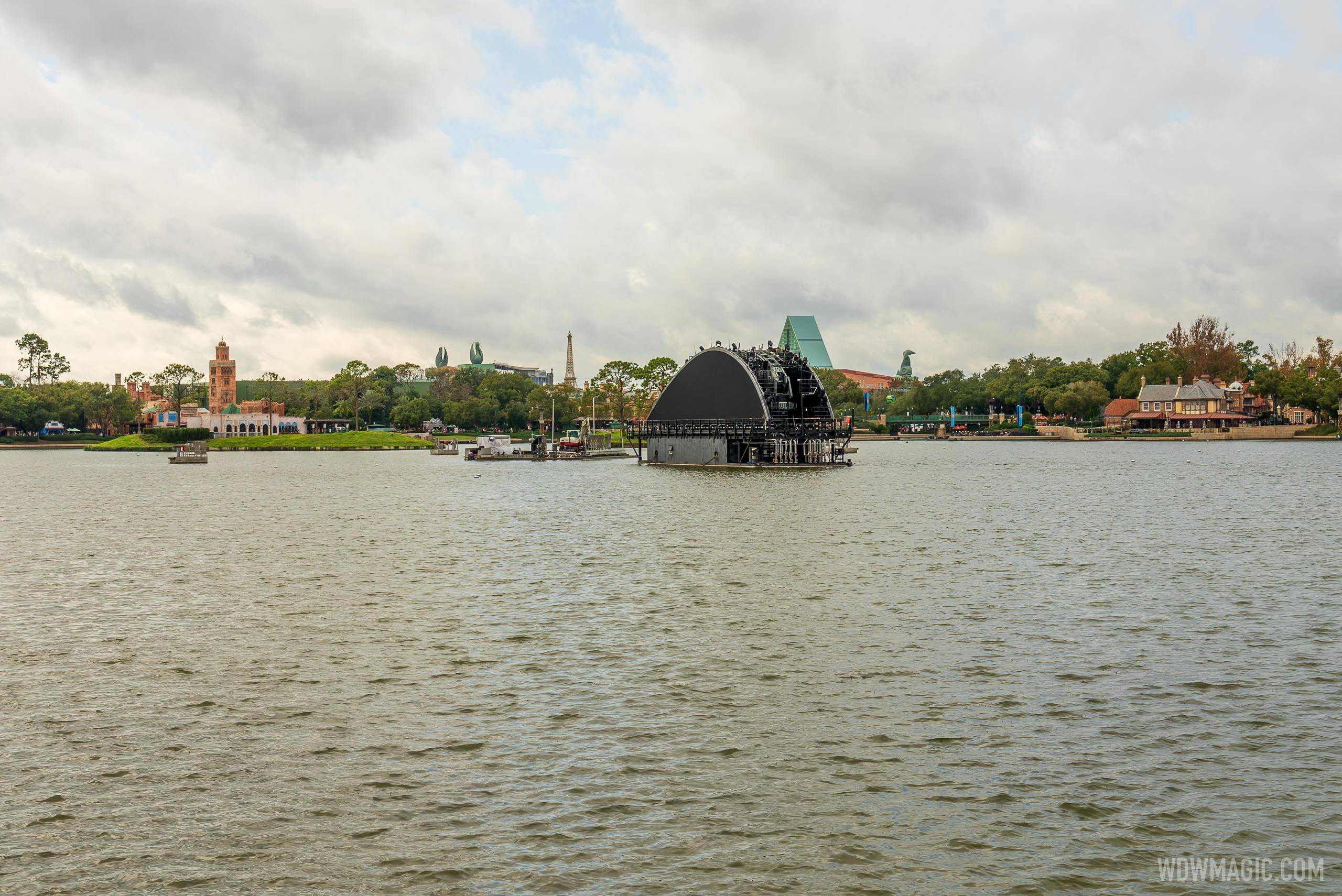 50mm 'Natural view' of the Harmonious show barge on World Showcase Lagoon