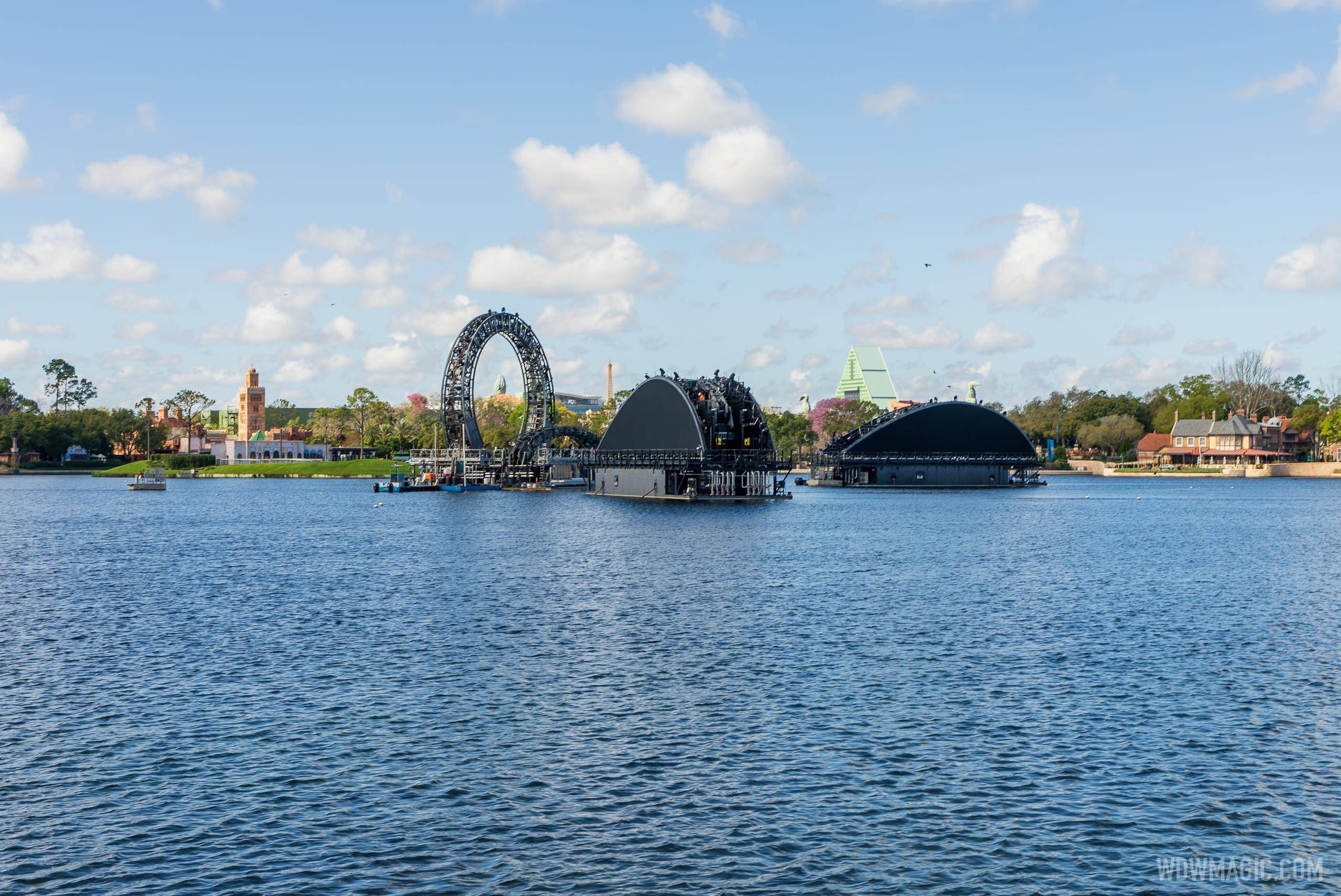 Daytime views of the Harmonious central icon barge